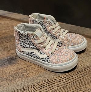 Vans Cheetah Print High Top Sneakers. Blue Pink Toddler Size 7